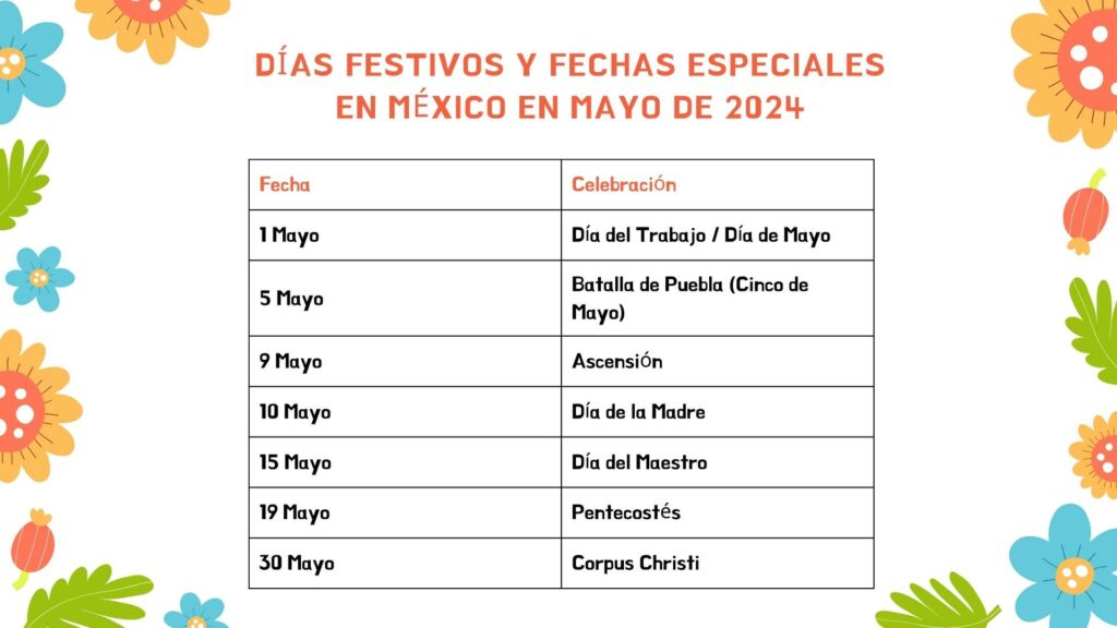 Días Festivos y Fechas Especiales en México en Mayo de 2024
